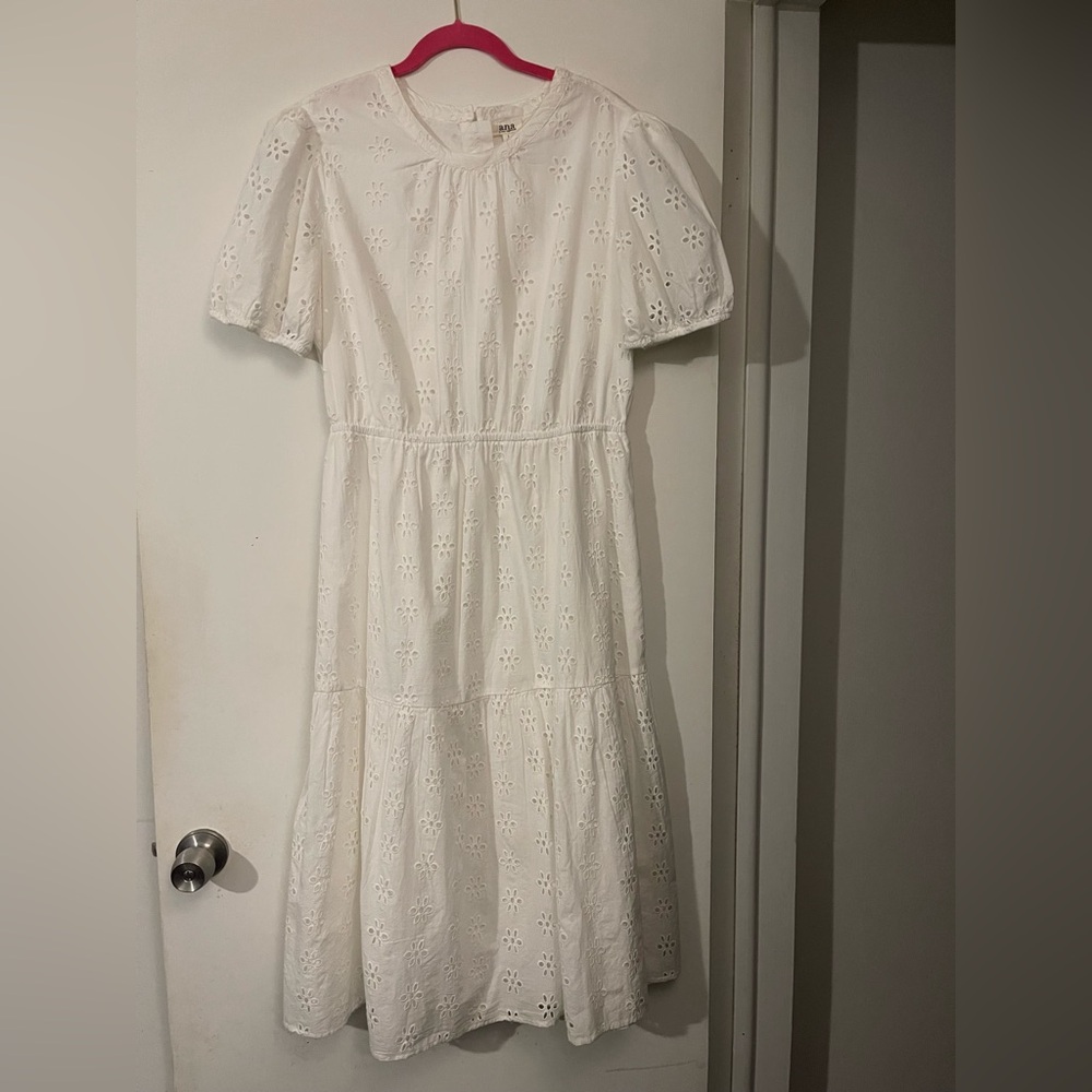 a.n.a White Embroidered Midi Dress • Floral Boho Dress • Women’s Dress